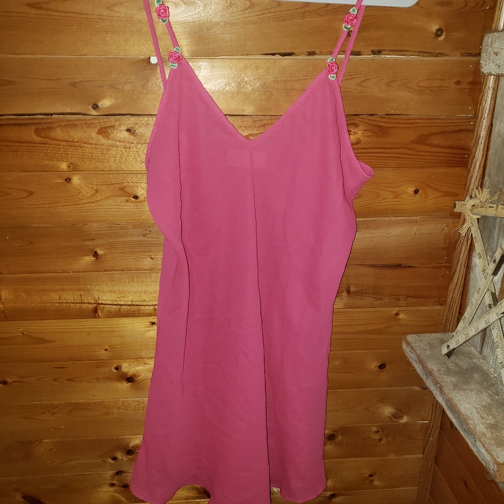 Vintage Kristine Tyler Intimates Paris Pink Slip Flower straps